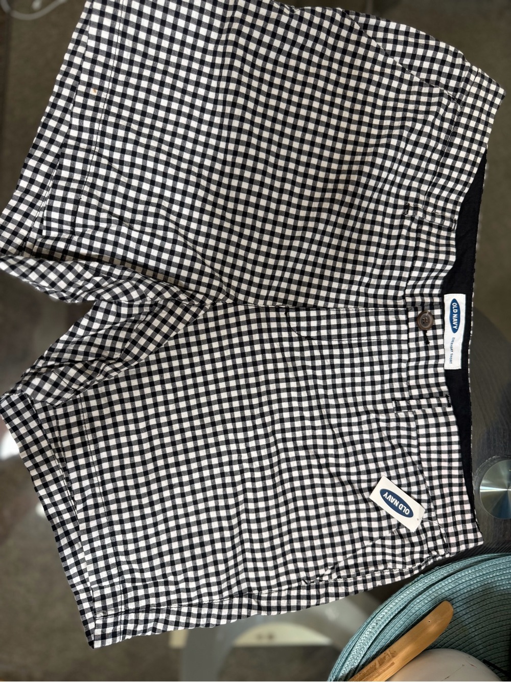 Old Navy Black & White Gingham Pull-On Kids Shorts